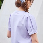 華奢な肩がつくれるパフスリーブの接触冷感Tシャツ｜アジサイ～ミストパープル