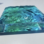 現品即納　インテリアアートブロック　エメラルドグリーンの海とイルカのペア　スケルトン海