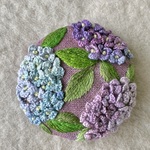 リネンと刺繍のあじさいのヘアゴム orブローチ3