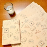 入国スタンプ柄ブックカバーとしおりのセット【紙製】　文庫本　デザインペーパー　クラフト紙