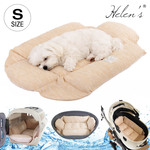 【送料*無料】🌺Helen's Via マルチフィット クレートクッション 犬用ベッド Sサイズ - 洗える 接触冷感 ひんやり 夏用 キャラメル ペットキャリー・プラスチックベッド・ペット