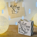     THANK YOUはんこ｜うさぎのラバースタンプ 3×3cm