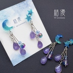 宇宙・小さな月と流星/紫陽花の雫/ピアス/ノンホールピアス