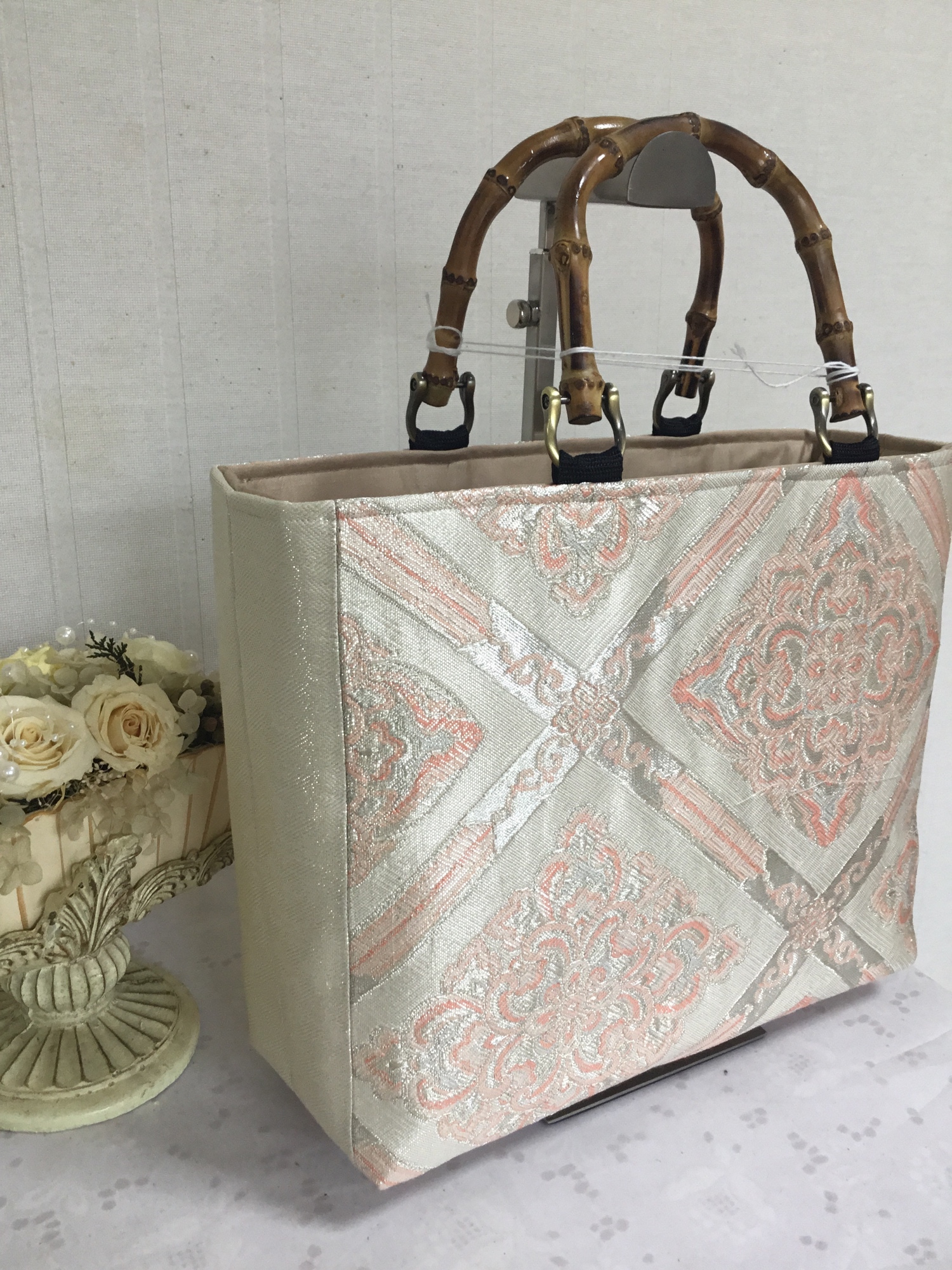 花ぷらら・シンプルで使いやすい・洋服でも着物でも使える・ハンドメイド・袋帯・トートバッグ・225