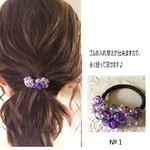 【推し色】パープル系のビーズのヘアゴム　送料無料