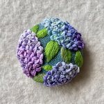 リネンと刺繍のあじさいのヘアゴム orブローチ4