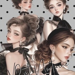 chan.ce オリジナルステッカー　　7種7枚入り  Velvet Nocturne（ヴェルヴェット・ノクターン）　人物ステッカー　黒　ブラックドレス　女の子ステッカー