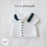 ポロニット White × Black   22cmドールアウトフィット 22cmドール服
