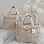beige🤍 ハートキルティングバッグ 大size