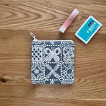 ◾️ forest tile ミニポーチ　11  深型　ミナペルホネン の刺繍生地 mina perhonen  フォレストタイル　ブルー