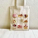 Cafe-sweets☆羊毛刺繍  リネントート〜スイーツ&すいーつ🍰🍪🍓