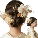 3400  【SALE】LALALAの上品で華やかな リボンヘア カチモリヘア 髪飾り𓂃𓈒𓏸 成人式 袴 卒業式 和装 振袖 七五三 ウエディング ドライフラワー リボン髪飾り