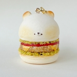 しろくまバーガーのキーホルダー＊ミニフライドポテト付き/ミニチュアフード/フェイクフード/くま/チャーム