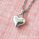 シンプルでかわいい ハートネックレス ― シンプル 1粒 一粒 アンティークシルバー ペンダント かわいい アクセサリー ステンレスチェーン 普段使い ― 000147