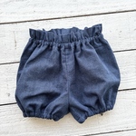 大人気/肌にやさしいダブルガーゼのかぼちゃパンツ/ワンサイズ/デニム風(裾ベーシックタイプ)シンプル