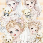 chan.ce オリジナルステッカー　4種4枚入り　veil ＆　teddy 🧸　ウェディングドレス　花嫁　wedding 上品ガーリー　人物ステッカー　女の子ステッカー