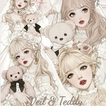 chan.ce オリジナルステッカー　9種9枚入り　veil ＆　teddy 🧸　ウェディングドレス　花嫁　wedding 上品ガーリー　人物ステッカー　女の子ステッカー