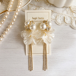 パールビジュー 花びら チェーン《ピアス/イヤリング》