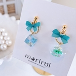 キラキラなお茶会イヤリング  ピアス  mint green