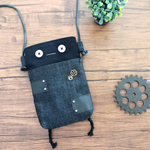 ロボchiのポシェット 帆布×デニム┃ ロボット 個性的 スマホポシェット 