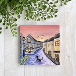 プチキャンバス絵画シリーズ♡アクリル画《原画》　✴︎ 気ままにお散歩猫♡トワイライト・キャット ✴︎