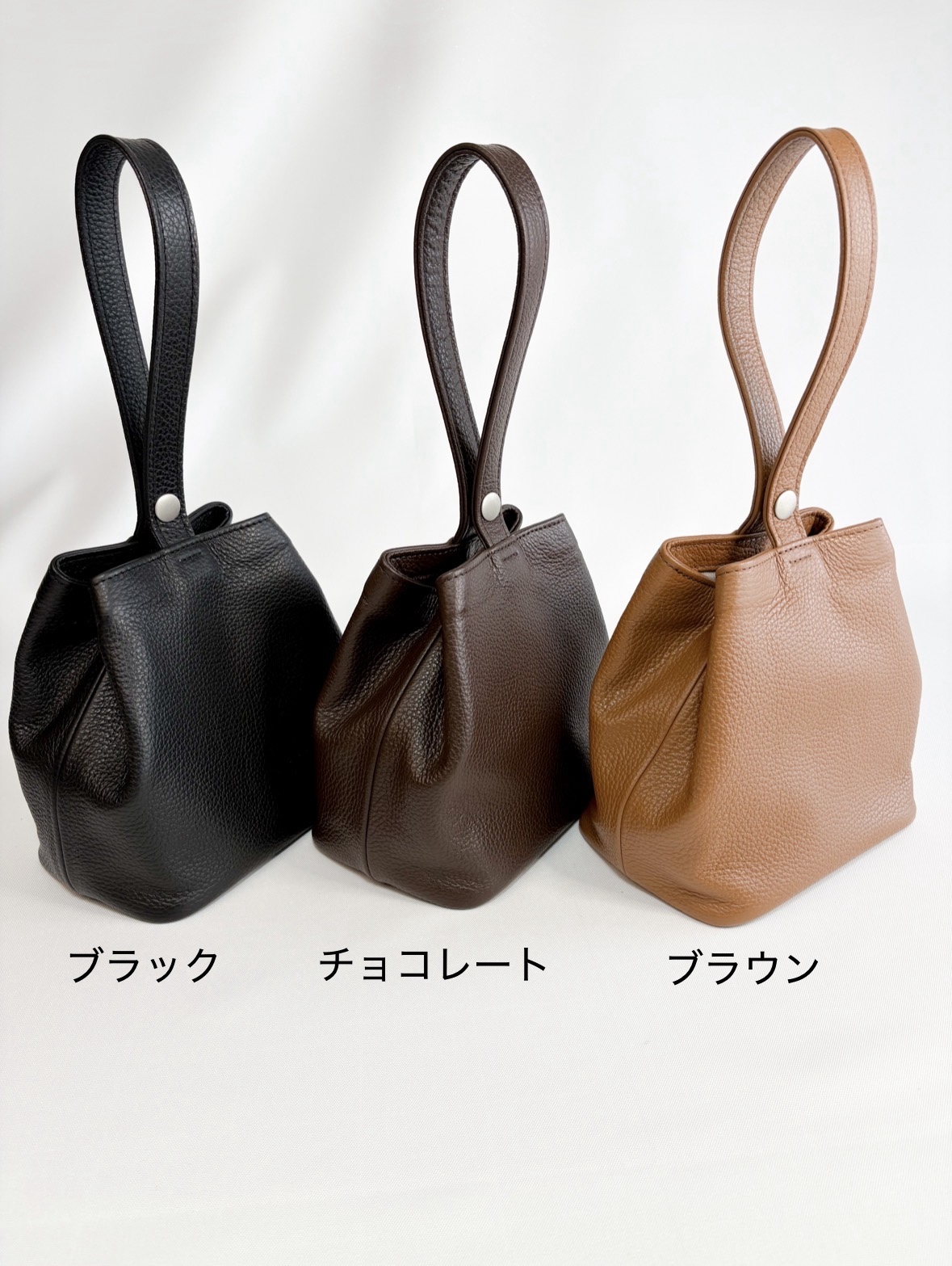 レザー巾着バッグ コンパクト ワンハンドル メンズ レディース - T.M.