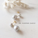 〜再販〜honesto〜K14GFダブルグレーパールスイングピアス