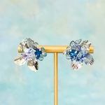 雨の日を宝物に＊ブルークリスタルが光る紫陽花と蝶のピアス／イヤリング
