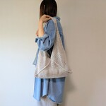 ネット編みバック　吾妻袋　ライトベージュ　夏バック　エコバッグ　コットン　編み物　かぎ針編み