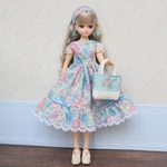 NO.432 22㎝ドール服 花柄のワンピース＆小物セット
