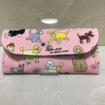 【ちょこっと財布】　長財布　犬柄　ワンコいっぱい　ピンク色系