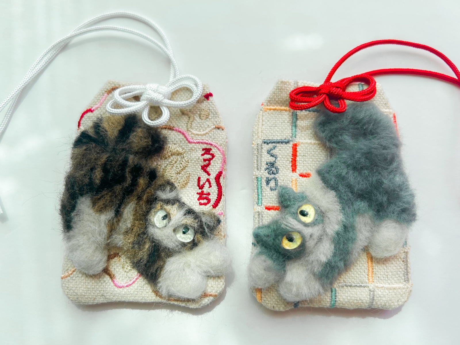うちの子】羊毛フェルト猫キーホルダー｜ねこさん守り｜オーダーメイド