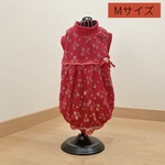 Mサイズ☆透け感のあるチェリー柄ワンピ　(赤)　犬服(送料込み価格)