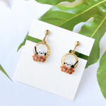 揺れる♪シマエナガといっしょイヤリング/ピアス　赤金ver