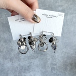Black × Silver のじゃらじゃらハートピアス