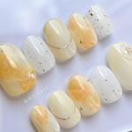 【大人の透け感】Honey Beige 𓂃  黄色　オレンジ　夏　イエロー　夏ネイル　マーブル　ニュアンス　透け感　うる艶　