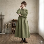 【自分サイズに仕立てる】物語のワンピース｜XS〜6L｜全22色｜丈変更無料　コットンリネン　綿　リネン　受注生産　クラシカル　大人かわいい　春　夏　秋　冬　レトロ　オーダーメイド