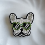 フレンチブルドッグ　ブローチ　オートクチュール刺繍⭐︎ビーズ刺繍　リュネビル刺繍　ビーズブローチ