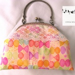 がま口バッグ＊Ribbon Butterfly＊lace+pink