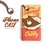 ぶちゃくま。カレー手帳型iPhoneベルトなしケース