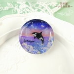 【一点物】紫陽花と星空の海を泳ぐシャチ｜幻想的なレジンアクセサリー