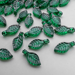 ＊7g＊ 約100個 アクリルビーズ 葉 リーフ チャーム 横穴 9.7x5.5mm bz233