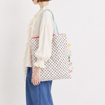 Tag ! Tag ! Tag ! BAG　白黒ドット × マゼンダピンク　【 大きめ マチなし トートバッグ サブバッグ 】
