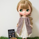 生成ワンピ＆茶ギンガム羽織セット　ブライスサイズ