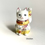 招き猫 左手 シノワズリ 磁器｜ご縁を招く縁起物・幸運を招く・開店祝い・春インテリア