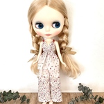 お姉さんのキャミソール&パンツセット　小花レッド　　ブライス　リカちゃんサイズ