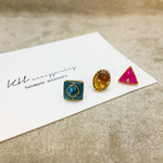 まるさんかくしかくの3個セットピアス（べっこう＆P/B）