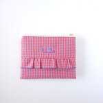 フリルティッシュポーチ　RED　miniチェック