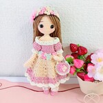 ✿おめかし上品ドレス🩷の女の子 着せ替えあみぐるみ