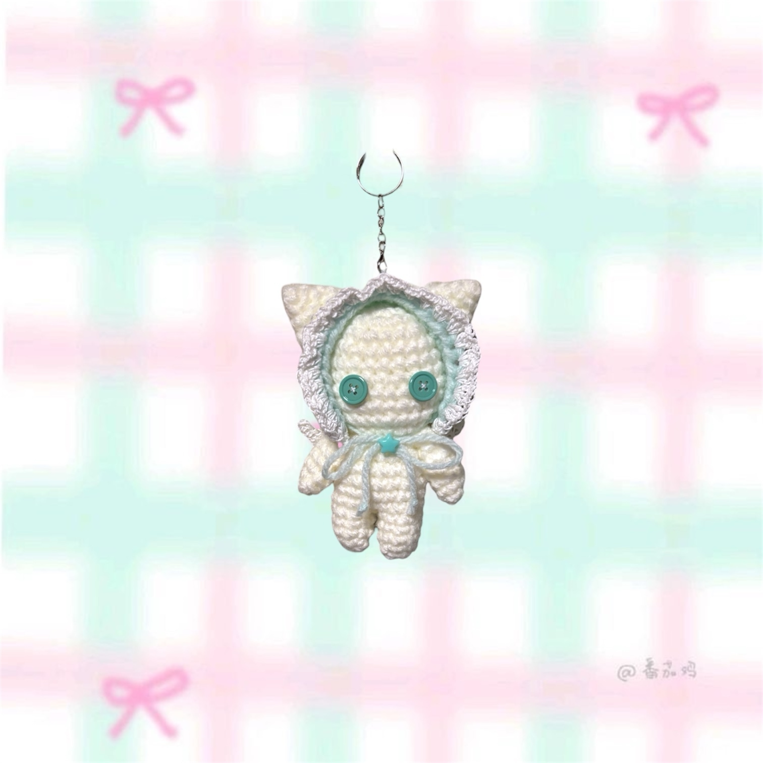 天使ねこハンドメイド編み物あみぐるみうさぎチャームウィッシュコア平成女児 ハンドメイド編み物あみぐるみねこ天使チャームウィッシュコア平成女児